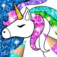 Игра Единороги раскраски с блестками